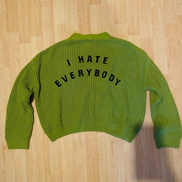 Lazy Oaf Sweaters - LAZY OAF DARIA I HATE EVERYONE CARDIGAN in SMALL/MEDIUM